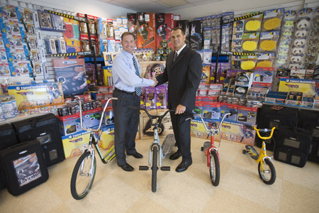 Mr. Davison with John, The Bikeboard Inventor