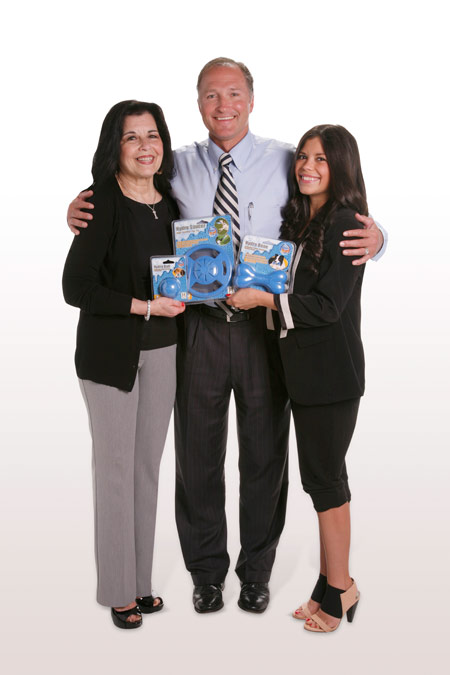 Mr. Davison (aka Mr. D) and the Hydro Toys' inventor (along with her daughter) who dared to invent