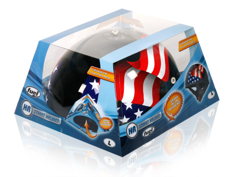 Davison Produced Product Invention: Fuel Helmet Packaging (Stars and Stripes)