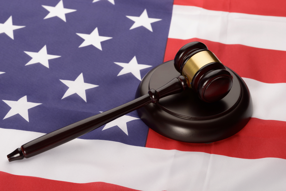 gavel and us flag Gavel and US flag