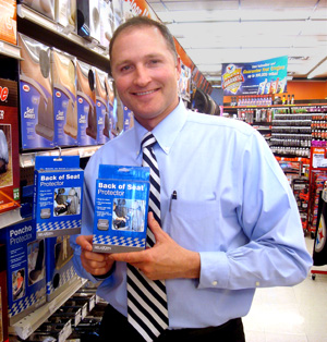 George Davison with Davison produced product idea: Back of Seat Protector Packaging